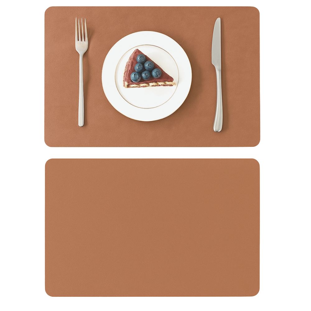 Reversible PU Faux Leather Placemat with Vintage Look Heat-Resistant and Water-Repellent Rectangular