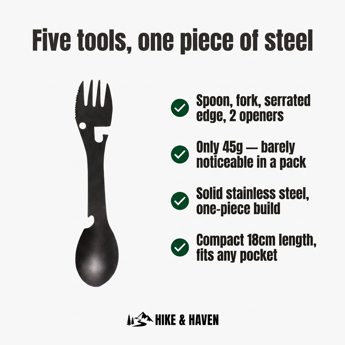 Multitool Cutlery 5-in-1 Stainless Steel Camping EDC