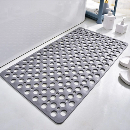 Silicone shower mat, non-slip with suction cups, water-draining hole structure, mold resistant