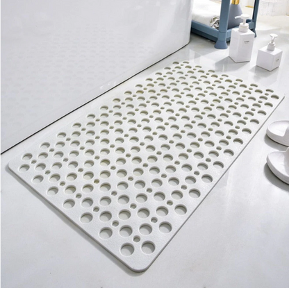 Silicone shower mat, non-slip with suction cups, water-draining hole structure, mold resistant