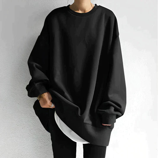 Women's sweatshirt with round neckline and long sleeves in loose fit