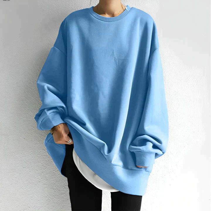 Women's sweatshirt with round neckline and long sleeves in loose fit