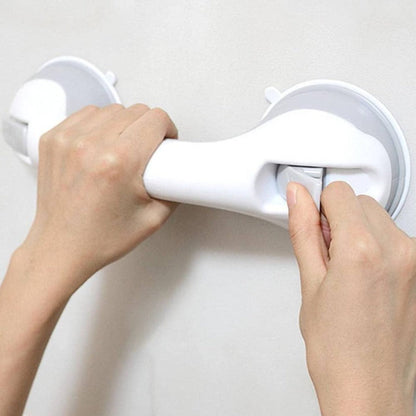 Safety handle for bathroom with suction cup, no drilling, non-slip with locking lever and dual suction