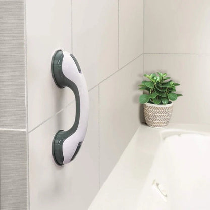 Safety handle for bathroom with suction cup, no drilling, non-slip with locking lever and dual suction