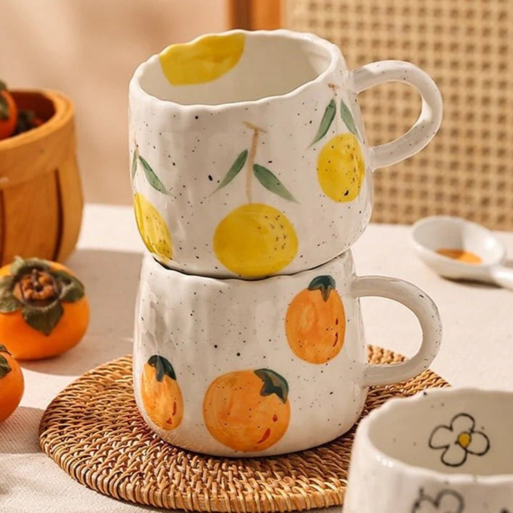 Cheerful Fruit Ceramic Mugs – Unique, Hand-Painted & Glossy