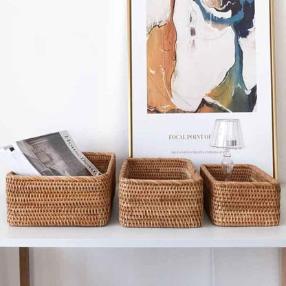 Rectangular Rattan Basket – Handcrafted Storage