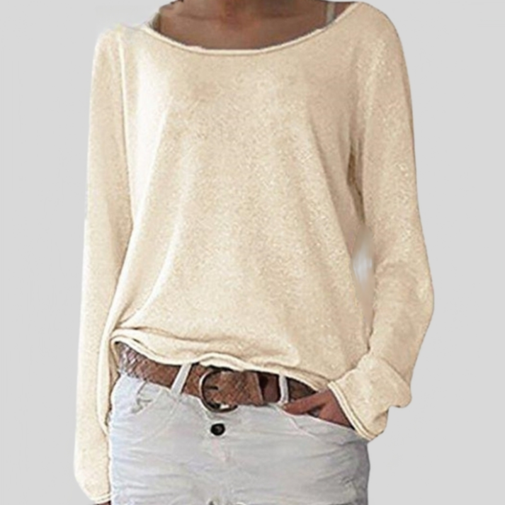 Women's fine-knit pullover with round neckline made of viscose blend
