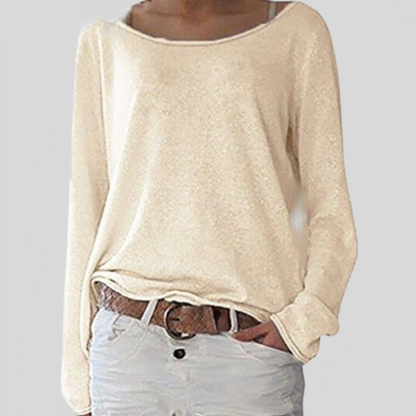 Women's fine-knit pullover with round neckline made of viscose blend