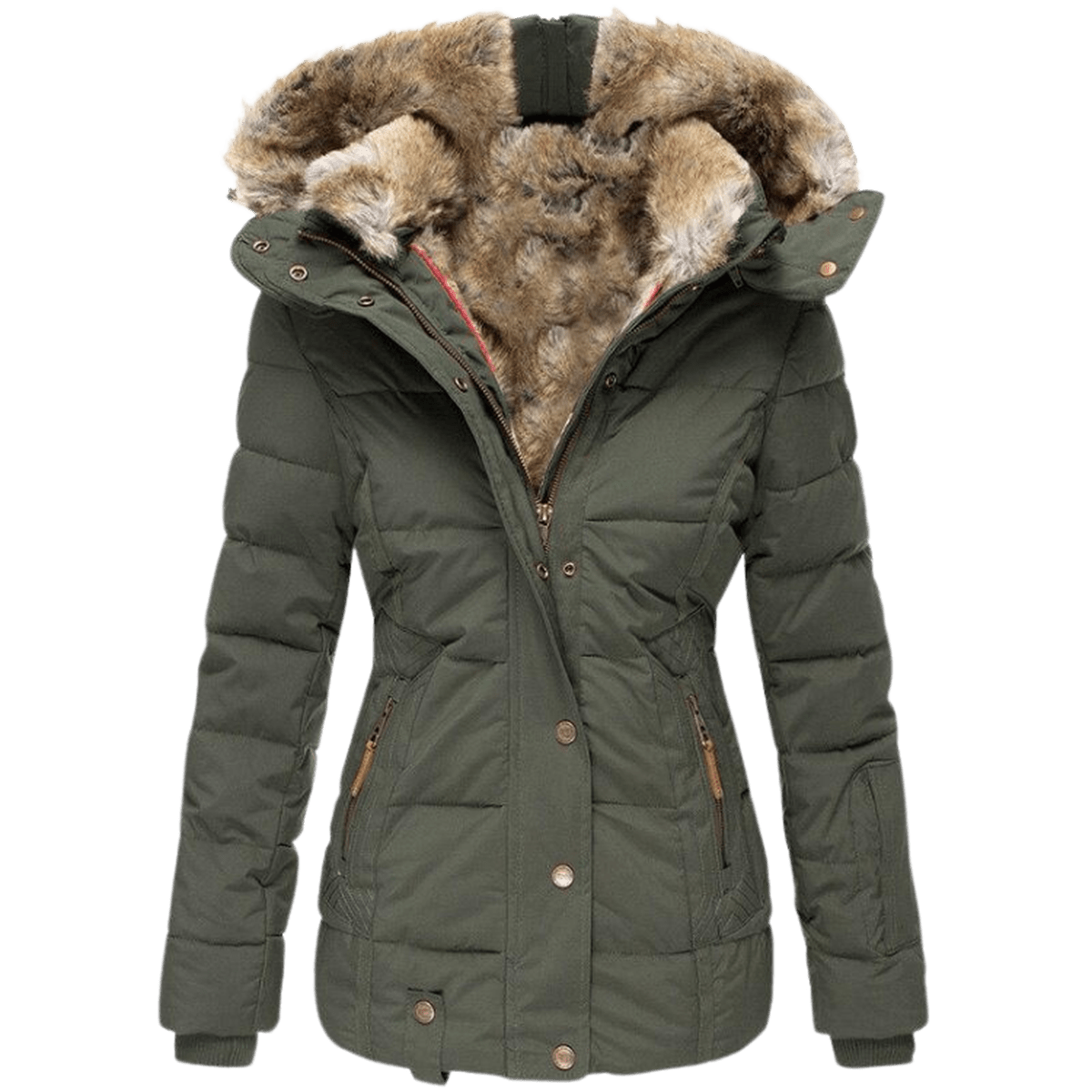 Women's winter jacket with faux fur lining and tailored fit