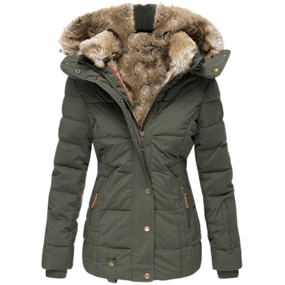 Women's winter jacket with faux fur lining and tailored fit