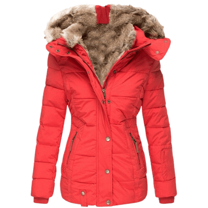 Women's winter jacket with faux fur lining and tailored fit