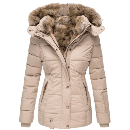 Women's winter jacket with faux fur lining and tailored fit