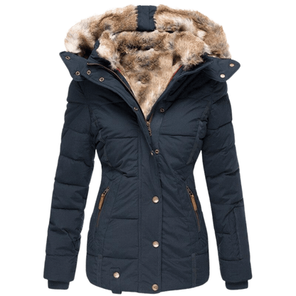 Women's winter jacket with faux fur lining and tailored fit