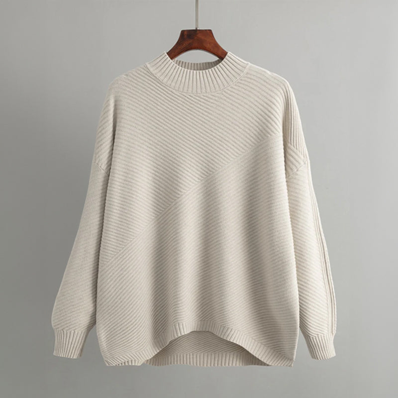 Women's pullover with half turtleneck made of polyester-acrylic blend