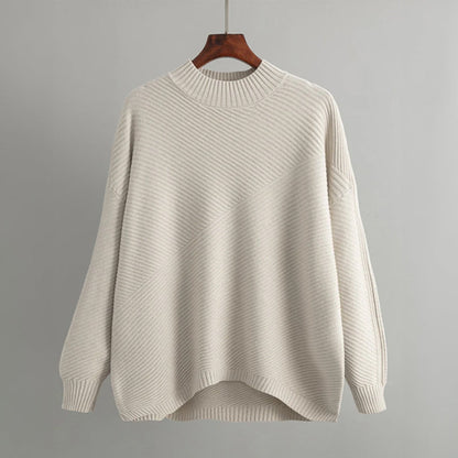 Women's pullover with half turtleneck made of polyester-acrylic blend