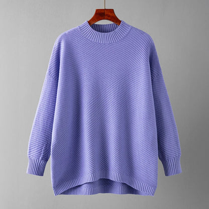 Women's pullover with half turtleneck made of polyester-acrylic blend