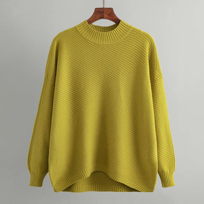Women's pullover with half turtleneck made of polyester-acrylic blend