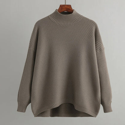 Women's pullover with half turtleneck made of polyester-acrylic blend