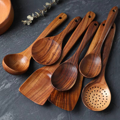 Valnera Élite Kitchen Utensils Made of Teak Wood – Sustainable 7-Piece Design Set