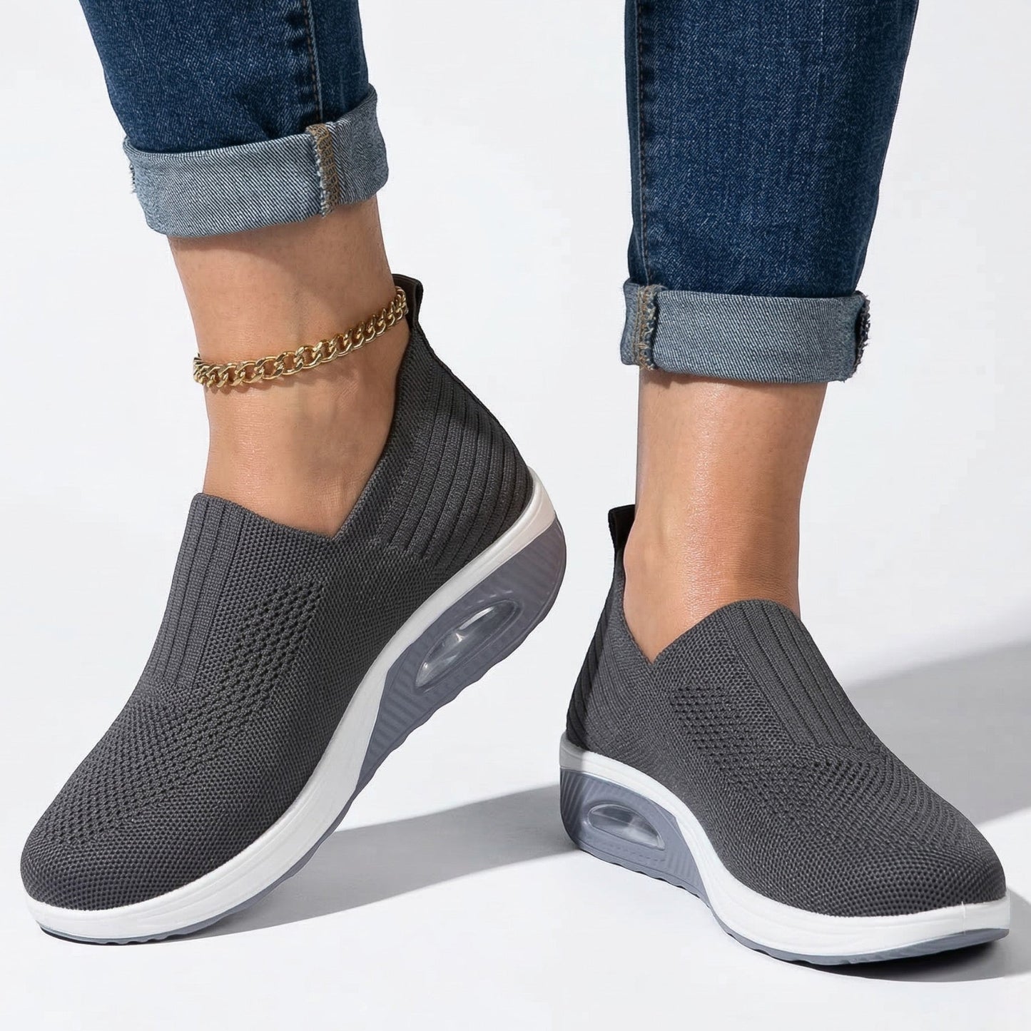 Women's sneakers with mesh upper and wedge sole