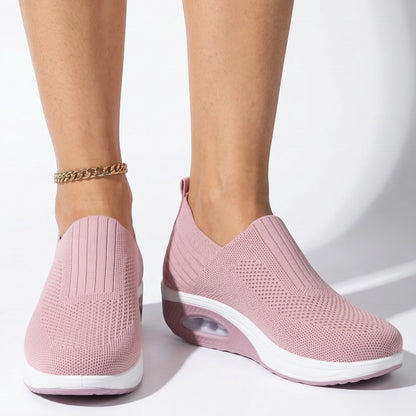 Women's sneakers with mesh upper and wedge sole