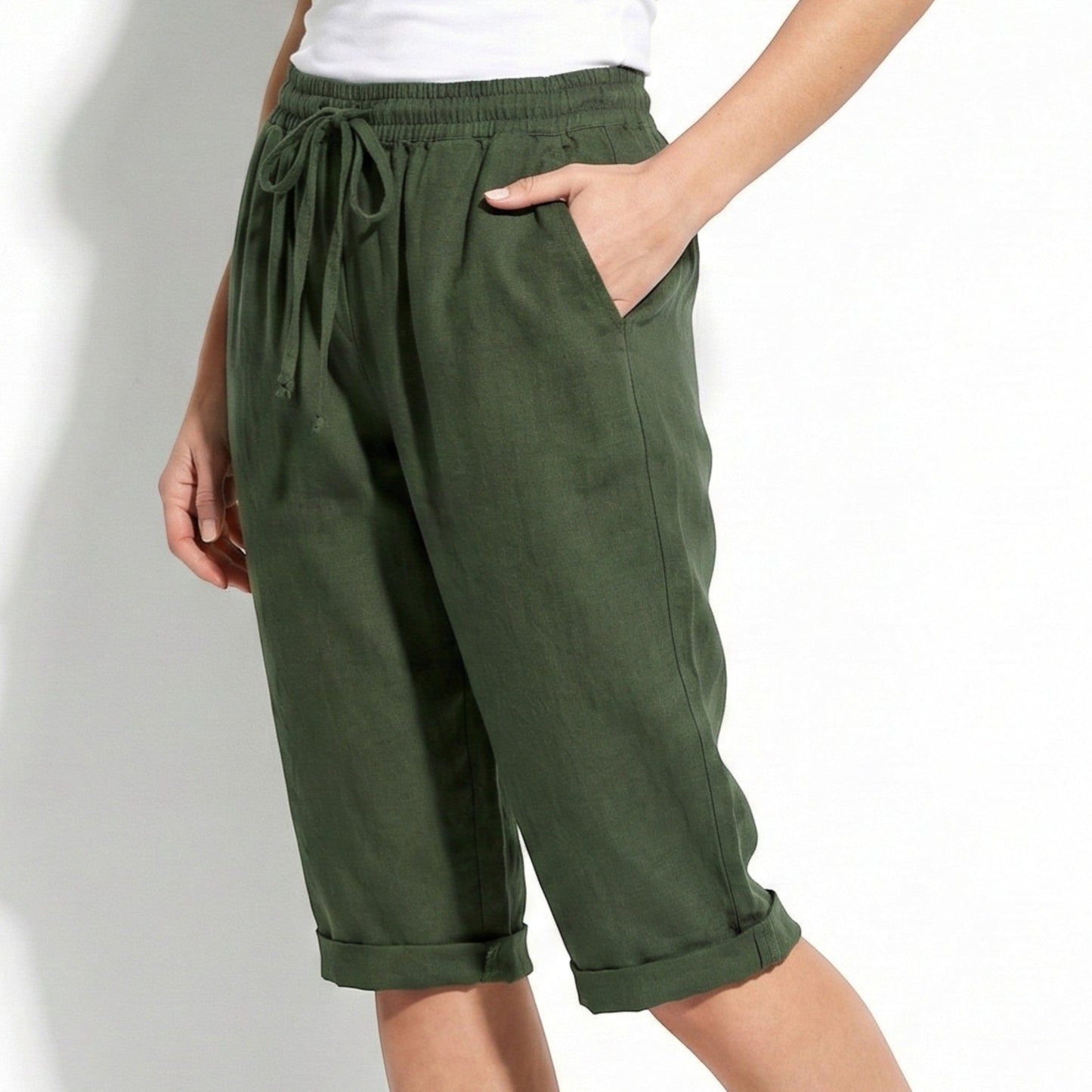 Women's capri pants with drawstring