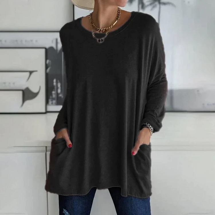 Women's pullover in loose fit with round neckline