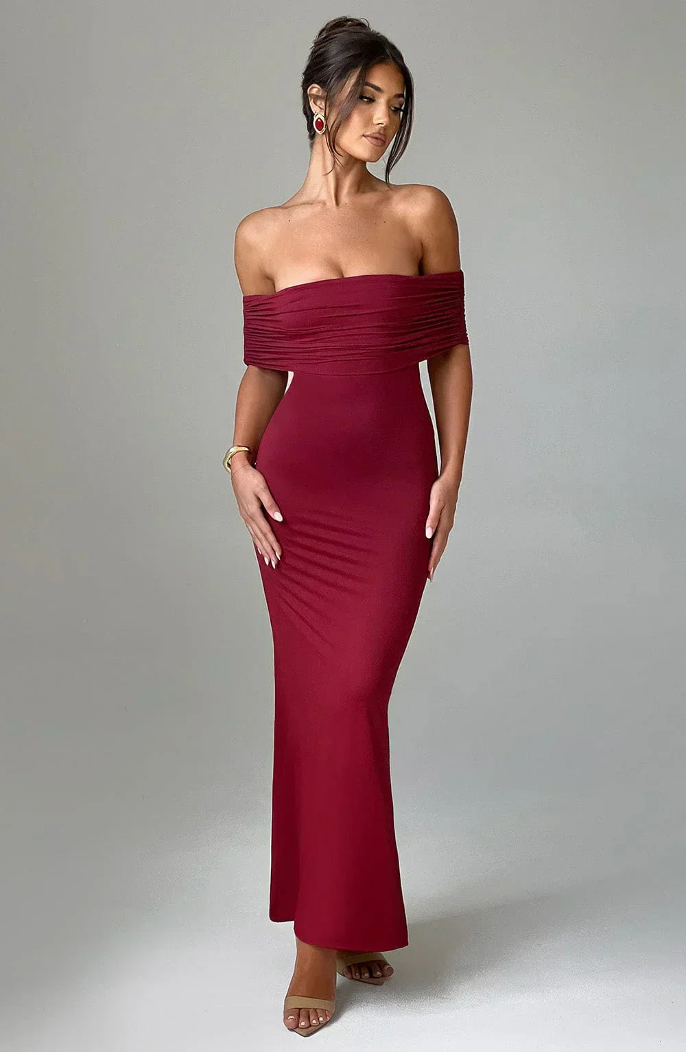 Serena women's maxi dress with open back and flowing silhouette