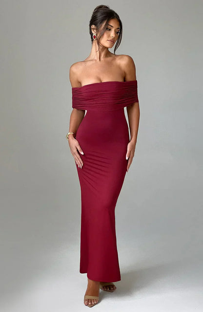 Serena women's maxi dress with open back and flowing silhouette