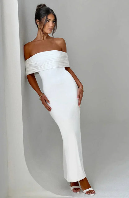 Serena women's maxi dress with open back and flowing silhouette