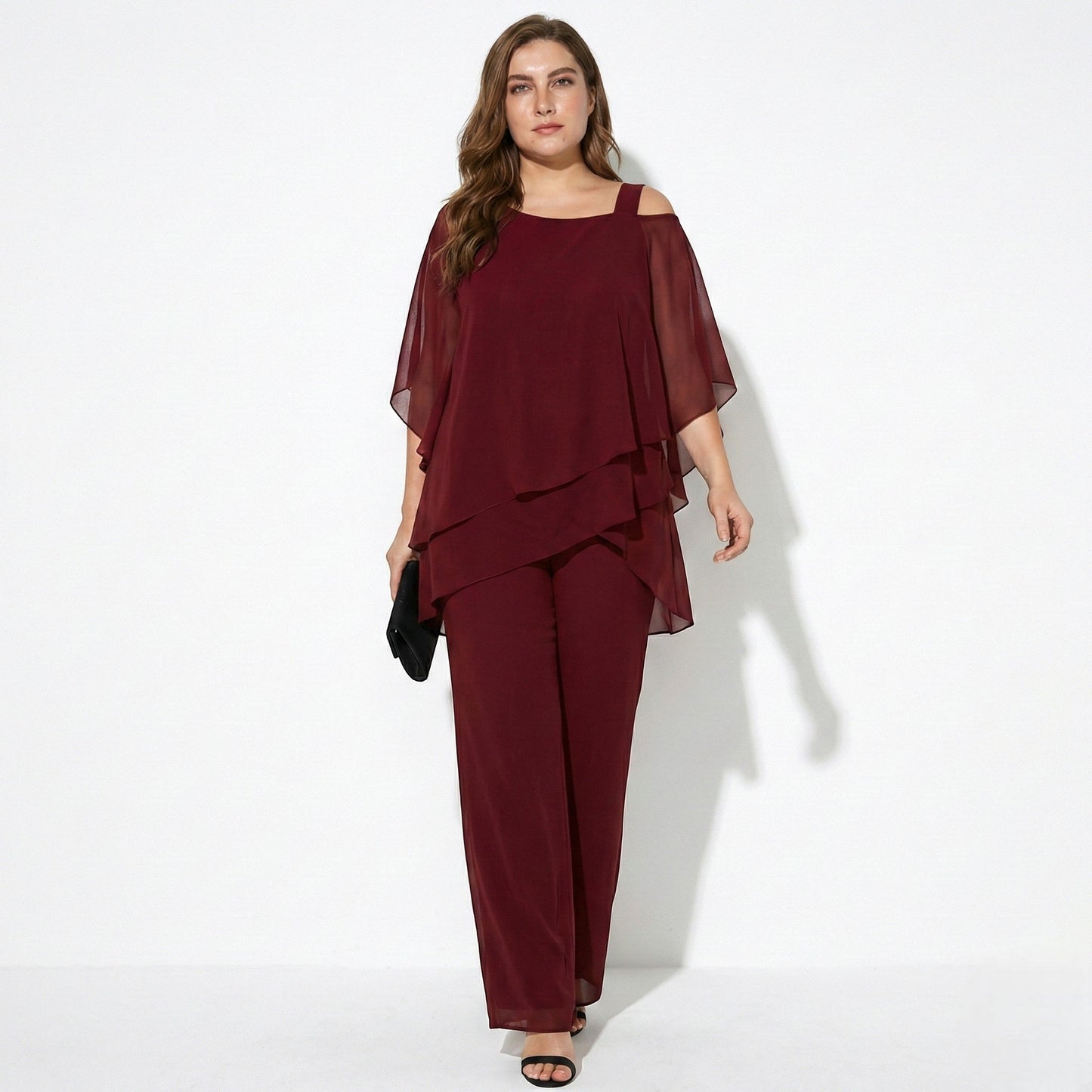 Women's 2-piece pantsuit with layered sleeves