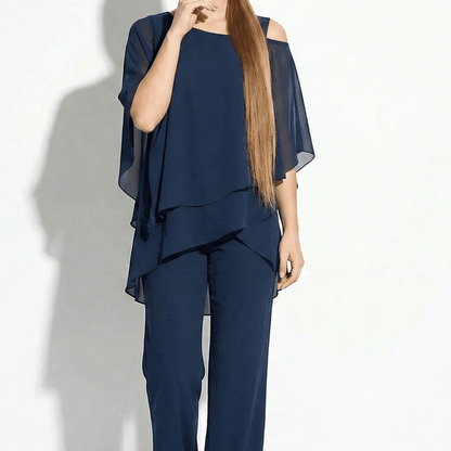 Women's 2-piece pantsuit with layered sleeves