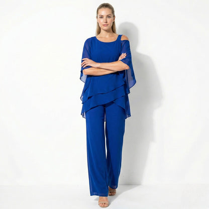 Women's 2-piece pantsuit with layered sleeves