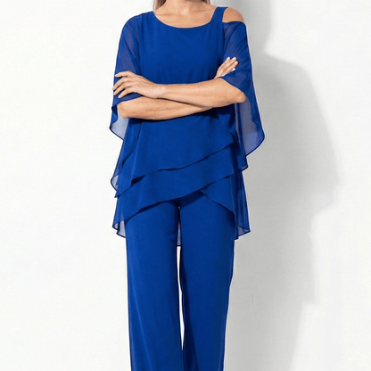Women's 2-piece pantsuit with layered sleeves