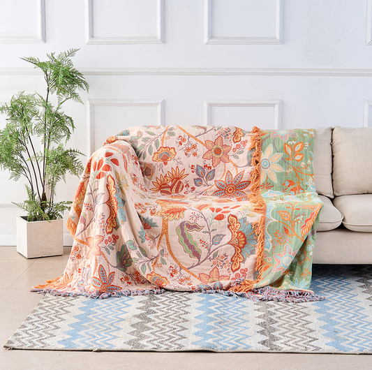 Floravento Baumwollplaid – Bohemian Eleganz in Warmer Naturästhetik