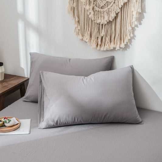 Baumwoll Kissenbezüge 2er Set Stone Washed Einfarbig mit Hotel Verschluss aus Reiner Baumwolle
