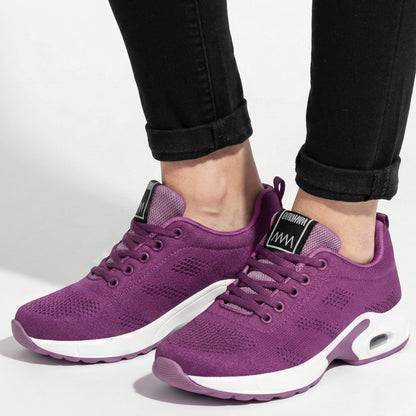 Women's walking shoes with air cushioning and breathable mesh