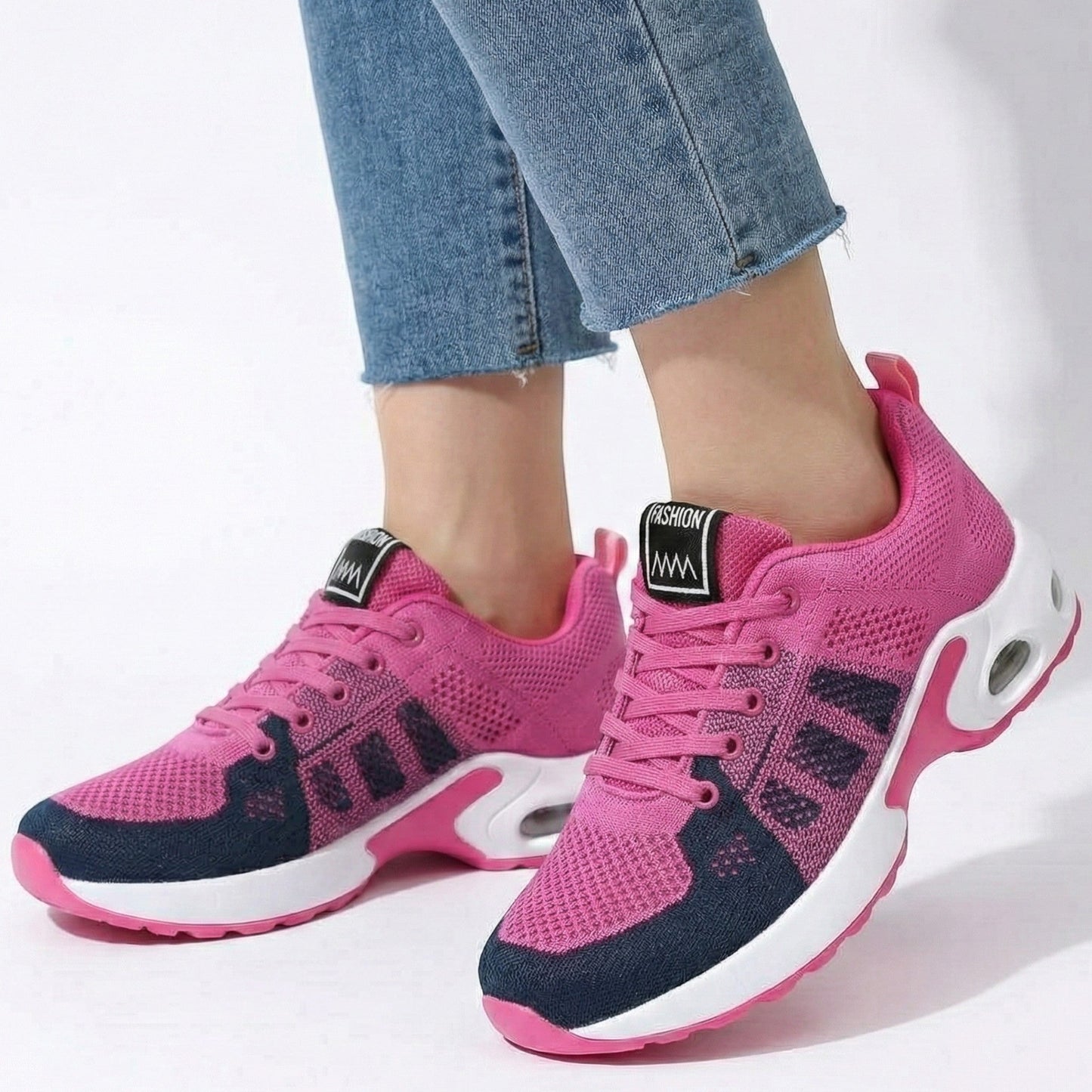Women's walking shoes with air cushioning and breathable mesh