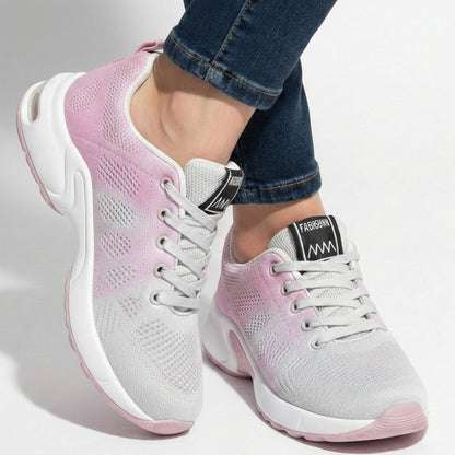 Women's walking shoes with air cushioning and breathable mesh