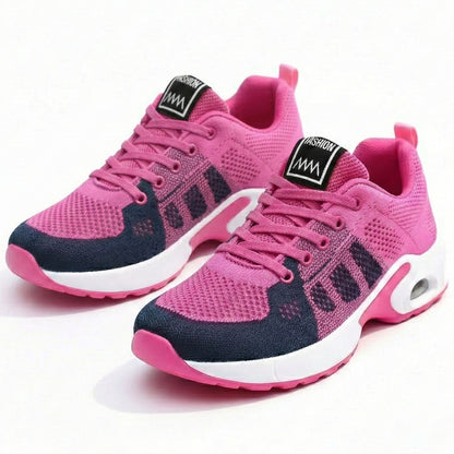 Women's walking shoes with air cushioning and breathable mesh