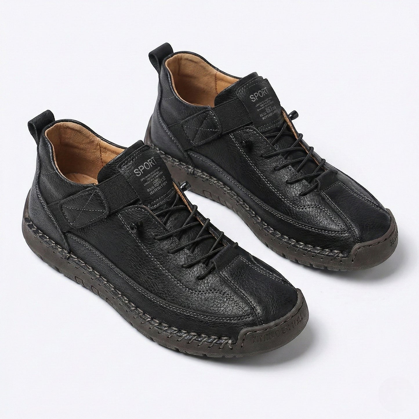 Unisex PU leather sneakers with elastic slip-on design