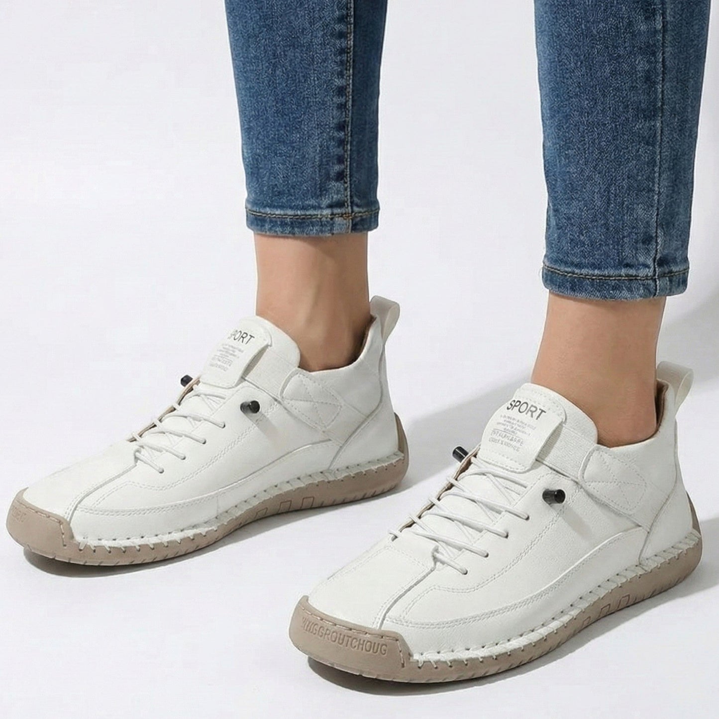 Unisex PU leather sneakers with elastic slip-on design