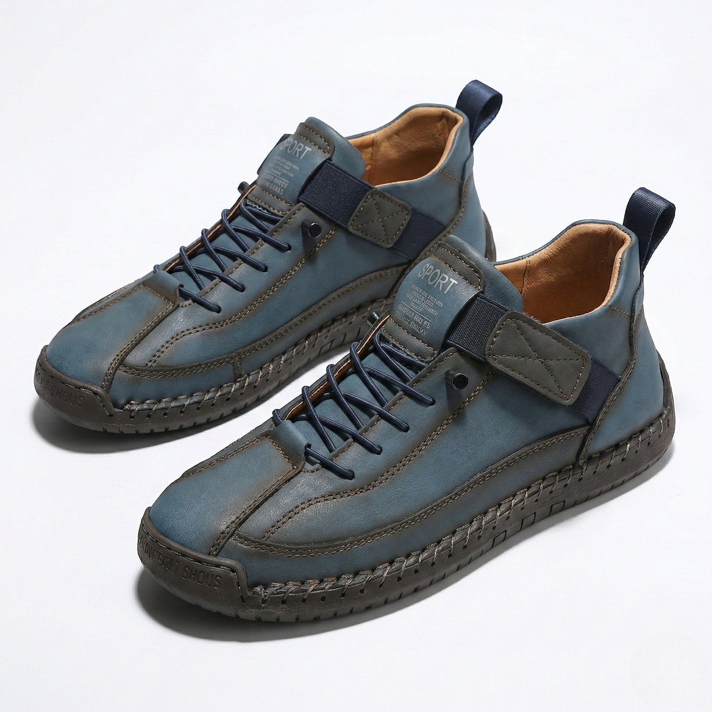 Unisex PU leather sneakers with elastic slip-on design