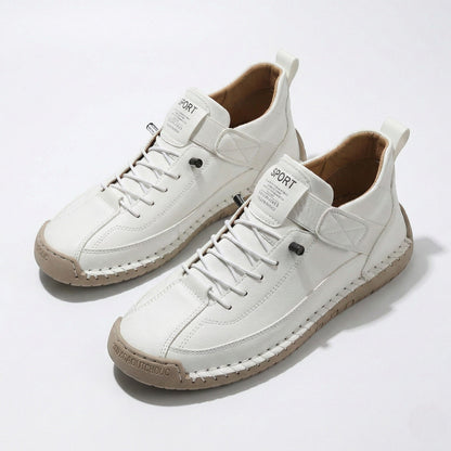Unisex PU leather sneakers with elastic slip-on design