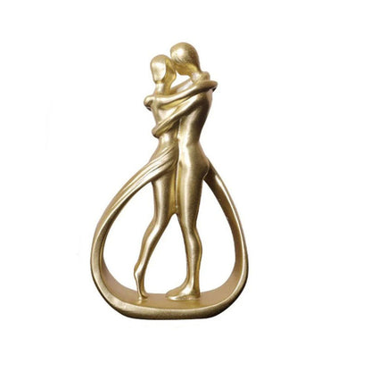 Sculpture Embracing Couple made of resin, modern abstract for living room shelf and as a gift
