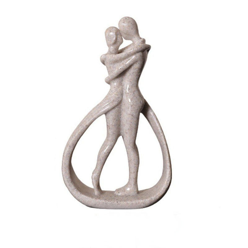 Sculpture Embracing Couple made of resin, modern abstract for living room shelf and as a gift