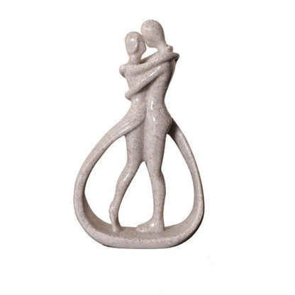 Sculpture Embracing Couple made of resin, modern abstract for living room shelf and as a gift