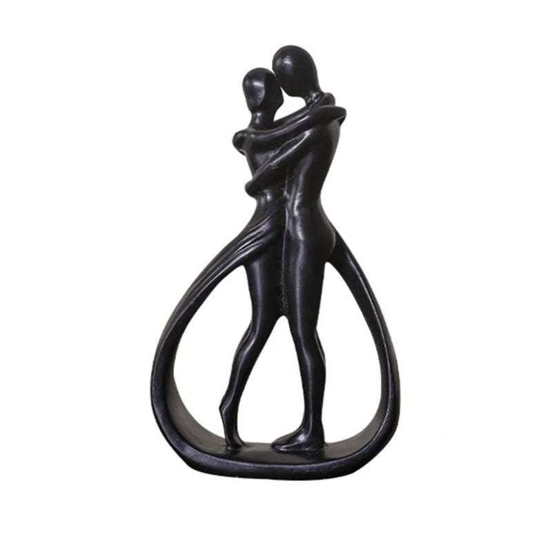 Sculpture Embracing Couple made of resin, modern abstract for living room shelf and as a gift