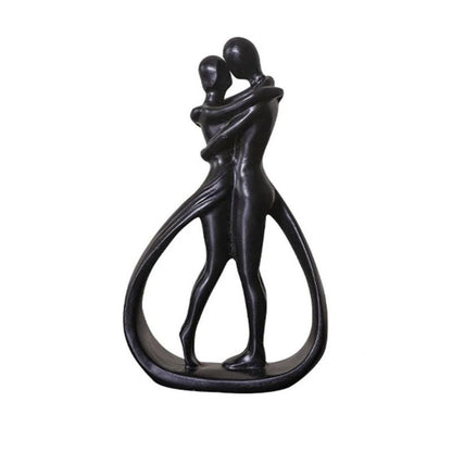 Sculpture Embracing Couple made of resin, modern abstract for living room shelf and as a gift