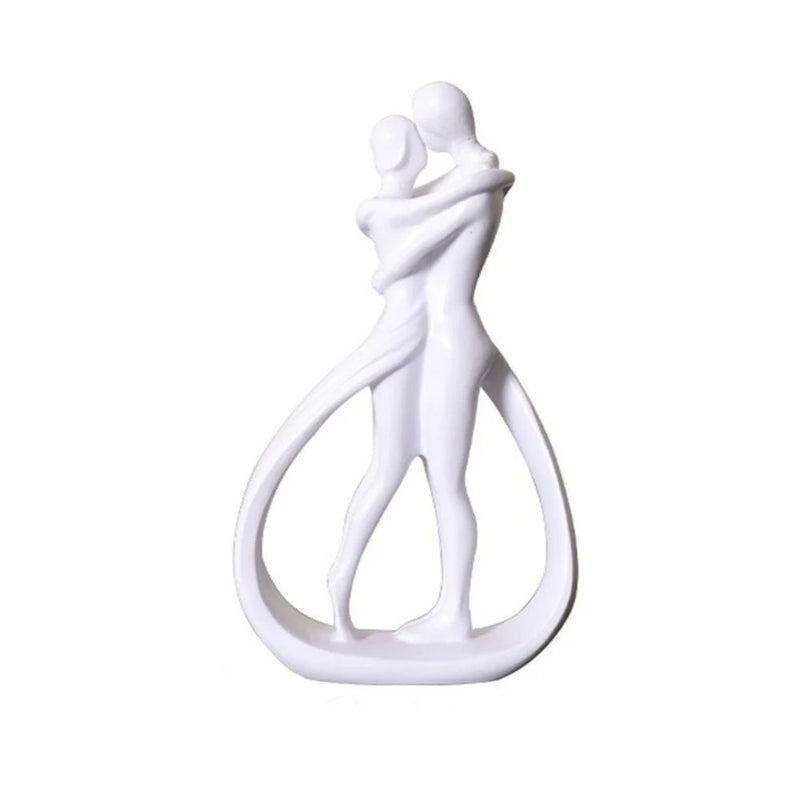 Sculpture Embracing Couple made of resin, modern abstract for living room shelf and as a gift